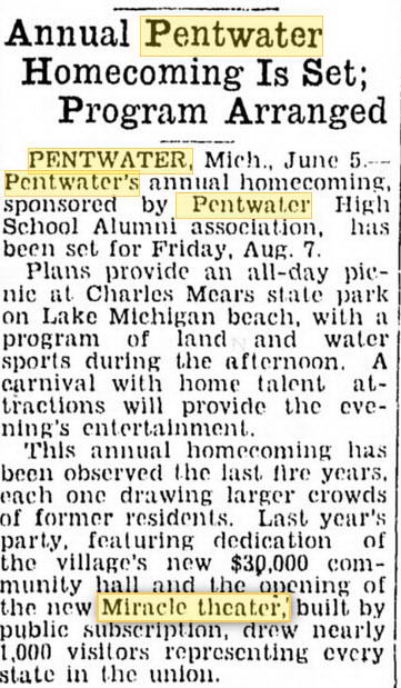 Pentwater Theatre - 05 Jun 1931 Article